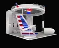 American Airlines circular stand design visualization